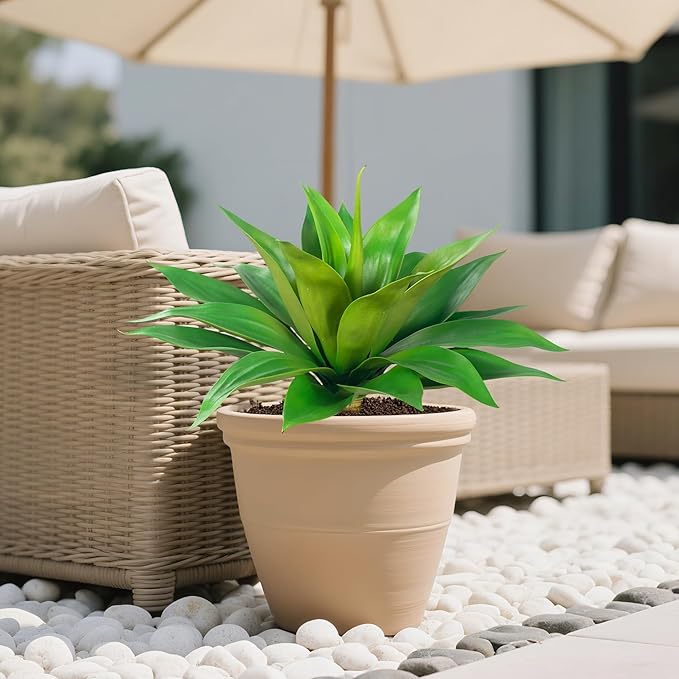 Artificial Flowers for Outdoors Artificial Agave Fake Plants Faux Agave Artificial Plants Outdoor Fake Flowers Outdoor Faux Plants Indoor Uv Resistant Artificial Plants 28''(Green 2pcs)