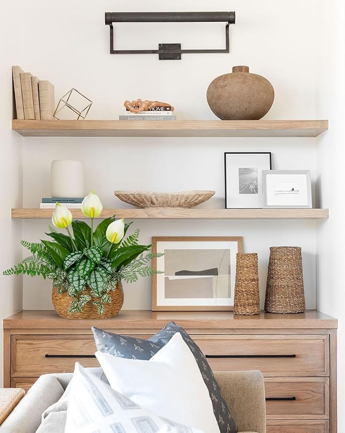 Fake Plants 15" Artificial Potted Plant Assorted Faux Plants in Pot Silk Plants Artificial Plants Indoor for Home Living Room Bedroom Bathroom Office Desk Table Centerpieces Shelf Greenery Decor