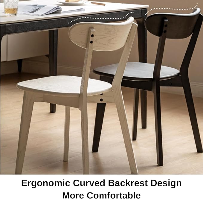 100% Solid Oak Wood Dining Room Chairs - Practical Kitchen Chairs - Wood Chair for Dining Room, Kitchen (1, Black)