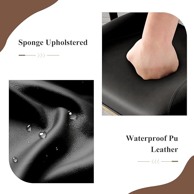 Mid Century Modern Bar Stools Set of 4, PU Leather Counter Height Stools with Walnut Bentwood Back & Metal Legs, 26.7" Barstools Kitchen Island Chairs with Footrest for Home Bars, Black