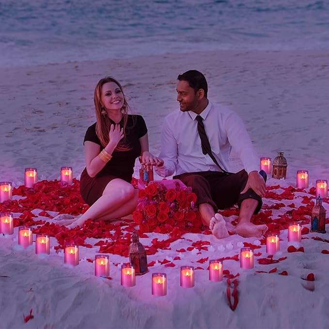 NURADA 3"x6"Flickering Flameless Candles: 3D Wick Unbreakable Acrylic Battery Operated LED Pillar Candles - Battery Candles with Remote and Timer for Table Wedding Centerpieces Party Decor Purple