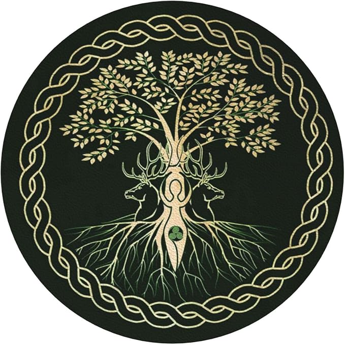 Norse Viking Wicca Yule Yggdrasil Coasters Set of 6 Coasters for Drinks Absorbent Double-Sided Leather PVC Coaster for Tabletop Protection Coffee Table Decor Ideal for Home Decor House Warming Gifts