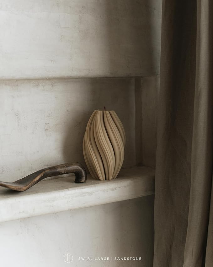 LAWA Swirl Candle - Large Beautiful Handmade Pillar Scented Soy Wax Twirl Elegant Bubble Aesthetic Candle Housewarming Gift Home Room Shelf Decor Idea Spiral Sandstone (Large)