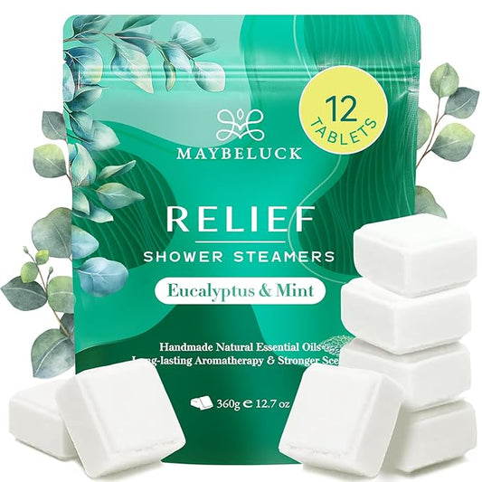 Eucalyptus Mint Shower Steamers 12 Pack - Eucalyptus for Shower, White Elephant Gifts, Stocking Stuffers for Adults, Christmas Gifts & Aromatherapy Birthday Gifts for Women Men Mom