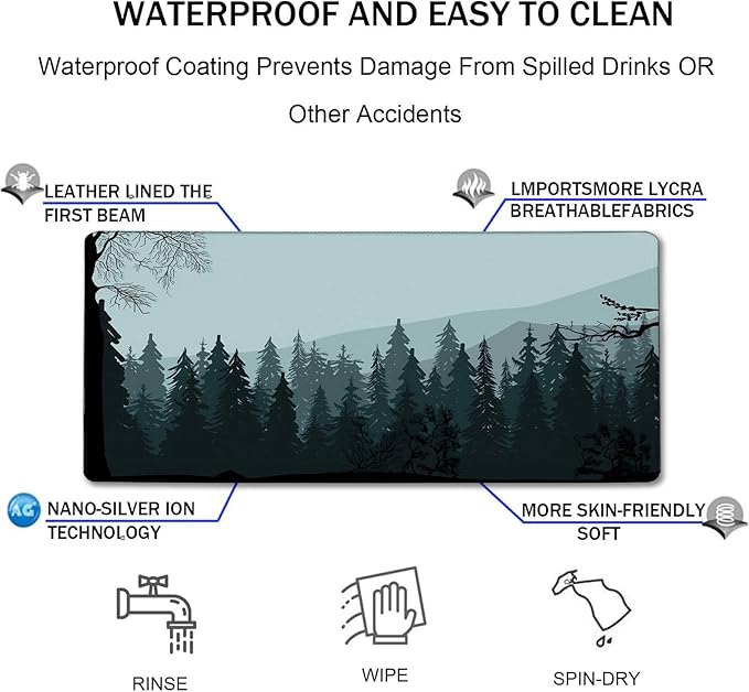 Mouse Pad Forest Background Pattern, Large Mouse Pad for Gamer, (31.5"X15.7") Gaming Mousepad with Nonslip Base, Waterproof Comfy Computer Keyboard Mousepads for Esports Pros/Office/Home