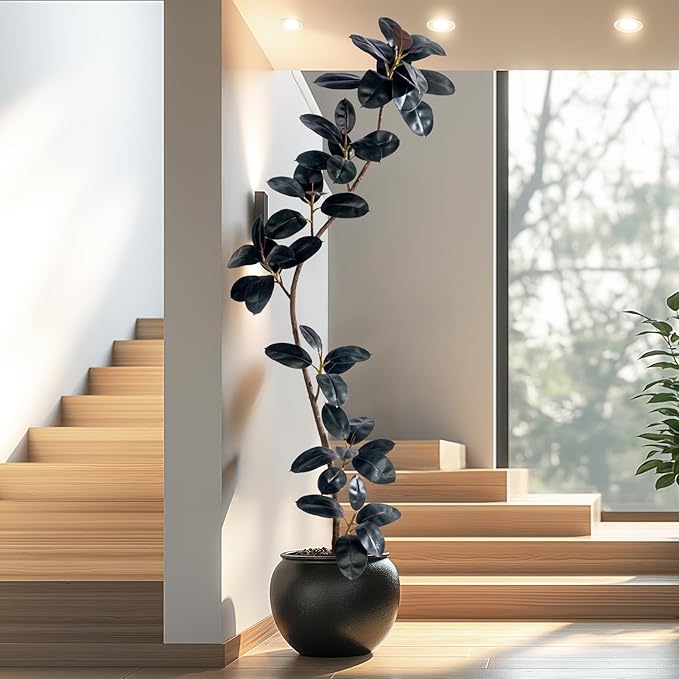7.2ft Artificial Rubber Tree Faux Plants Indoor Faux Floor Artificial Trees Indoor,Fake Plant Fake Tropical Plants,Large Floor,Real Touch Rubber Tree for Home Decor