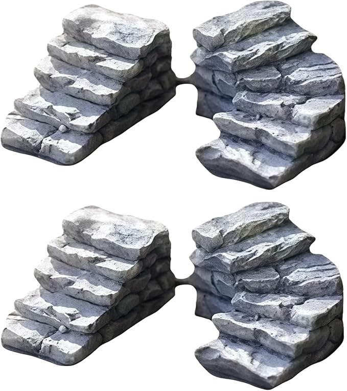 4Pcs Miniature Garden Bridge and Stone Steps, Resin Fairy Garden Decor, Bonsai Ornament