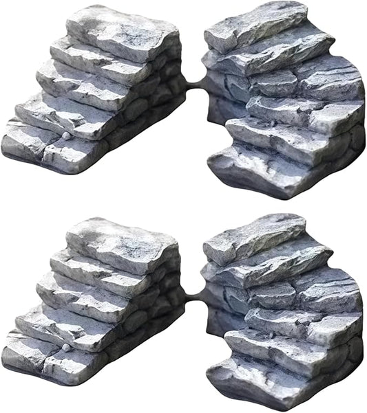 4Pcs Miniature Garden Bridge and Stone Steps, Resin Fairy Garden Decor, Bonsai Ornament