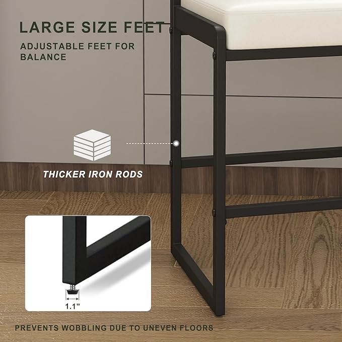 Mid Century Modern Counter Height Bar Stools Set of 3, 26" Bar Height Chairs with Backs, Upholstered Counter Stools, Metal Barstools for Kitchen Island (White- Faux Leather, 26"H - Set of 4)