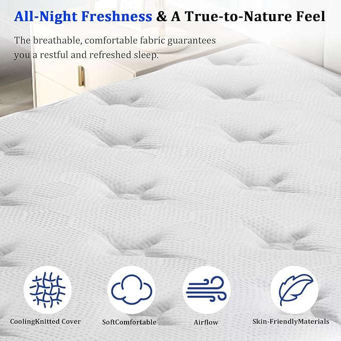 Twin Size Mattress in a Box 10 Inch Hybrid Mattress [Enhanced Stability], Medium Firm Feel with Memory Foam and Pocket Springs, Reinforced Edge Support
