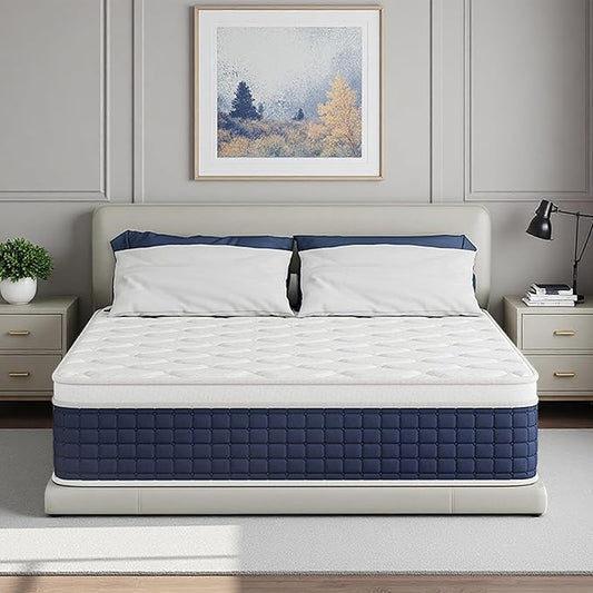 12 Inch Queen Hybrid Mattress in a Box, Gel Memory Foam & Pocket Springs for Pressure Relief, Motion Isolation, Medium Firm Feel, CertiPUR-US Certified