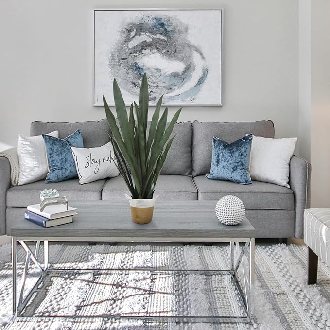 Artificial Snake Plant, 3ft Fake Sansevieria with Basket, 35" Fake Mother in Law Plants, Perfect Faux Potted Plant Greenery for Indoor Home Office Store Lifelike Decoration (Green)