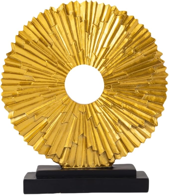 Minimalist Round Sculpture Decorative Objects Above Cabinet Decor Kitchen Modern Home Decor Items for Living Room Tv Stand, Center Pieces, Shelf, Coffee Table Decorations Accents (Gold)