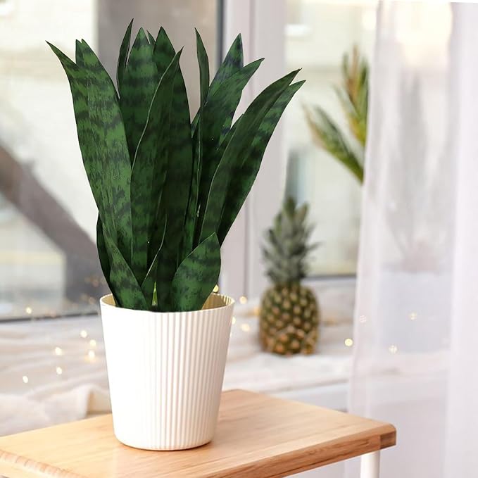 summer flower 10pcs Fake Snake Plants Leaves Set 15inch Artificial Small Sansevieria Leaves Faux Snake Plant Stems for Home Office Indoor Room Decor Desk DIY Outdoor Front Porch DIY Decorations