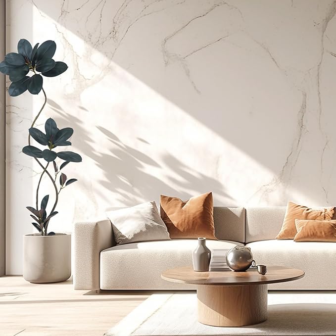 Artificial Rubber Tree Plant, 72 Inch Indoor Tree, Green with Round Planter, All Season Home Decor (Black, 6ft)