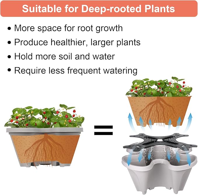 Vertical Planter 6 Tier Stackable Planters Garden Planters Strawberry Herb Flower and Vegetable Planter Indoor Outdoor Gardening Pots with Removable Wheels and Tools 2-Pack
