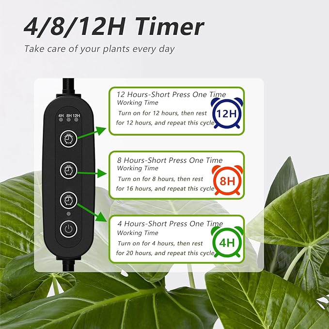 Standing Grow Light with Timer 4/8/12H, 20W Full Spectrum Vertical Grow Lights for Indoor Plant Growing, Wide Coverage, 5.24FT to 6.88FT Height Adjustable, Ideal for Large Tall Plants