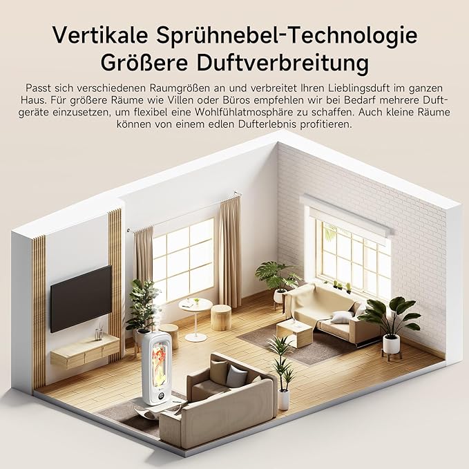 Smart Fragrance Diffuser - Luxury Air Freshener for Home with Real Flowers, 3 Essential Oil Scents, Waterless Aroma Diffuser for Large Spaces, 4 Speed Adjustable Air Diffuser for Office & Bedroom