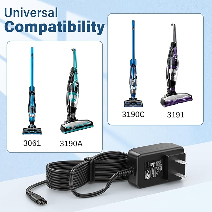 14V Vacuum Charger for Bissell 3061 Featherweight Cordless Stick Vacuum Cleaner, Power Cord AC Adapter for Powerlifter Ion Pet 3191 3191C 14V 800mA, for ReadyClean 10.8V Lithium-ion 3190 3190A 31902