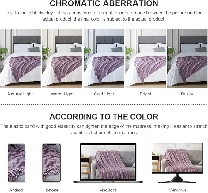 BOURINA Light Lavender Throw Blanket 50x60 Inches Throw Textured Solid Soft Sofa Couch Decorative Knit Blanket