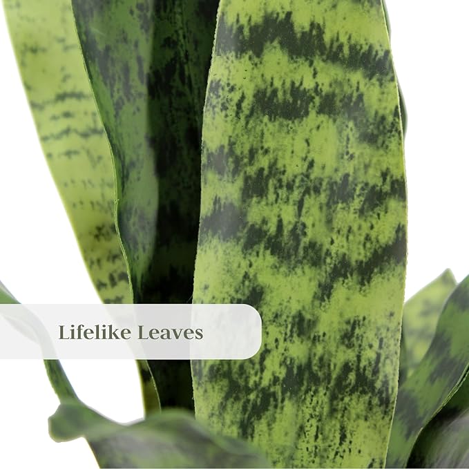 Faux Snake Plant & Fern, Set-of-2 Premium Artificial Indoor Plants, Enhances Interior Design, Lifelike-Leaves Create Realistic Natural Appearance, Grey Planter Pot Included