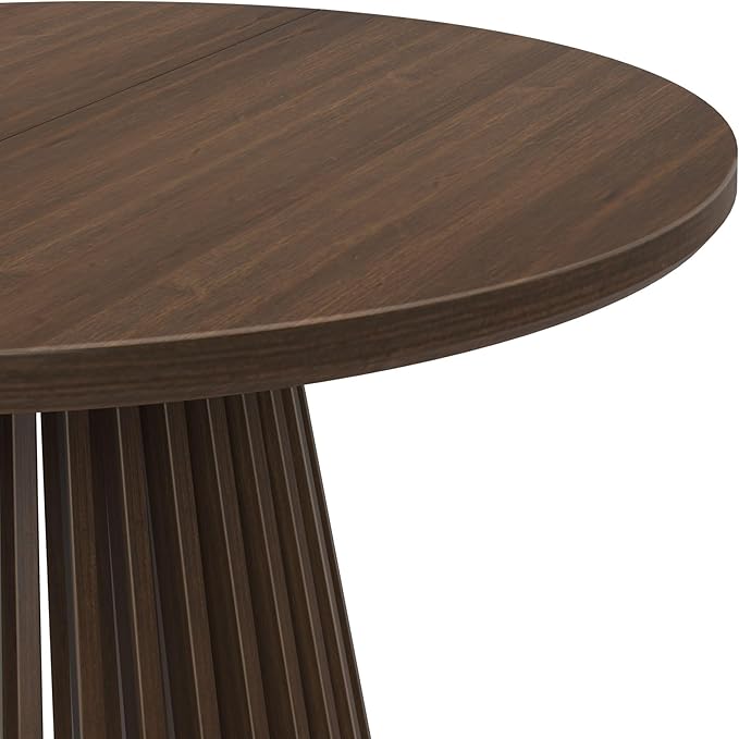 Plank+Beam Lido Round Dining Table, 47", Wooden, Pedestal, Minimalist Kitchen Table for 4 for Dining Room, Walnut