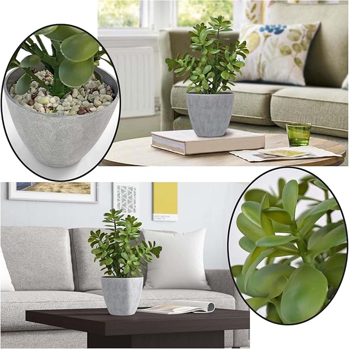 Westcharm 16 in. Potted Faux Jade Plant Home Décor | Artificial Crassula Ovata Succulent Money Tree in Melamine Pot | Fake Greenery for Office, Home, Kitchen, Bathroom, Bookshelf