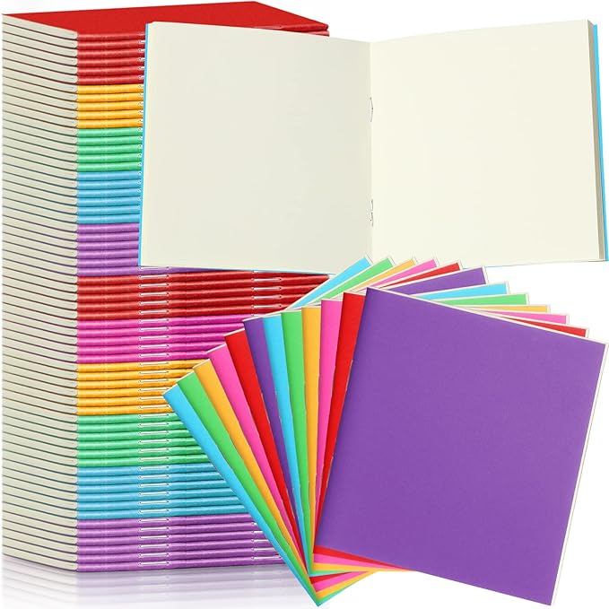 Thenshop 150 Pack Mini Notebooks Bulk Small Notepad Unlined Journals Pocket Blank Sketchbooks Kids Students Gifts Back to School Supplies 4 x 4 Inch 24 Sheets(Multicolor)