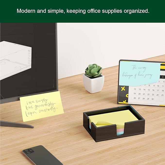 Acrylic Sticky Note Holder, Self-Stick Note Pad Holder W/O Pads - Note Dispenser Memo Pad Holder Desk Organizer for School Office Home (4''x6'' Black)