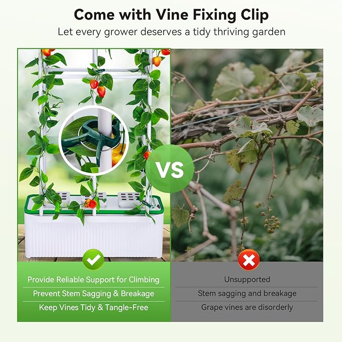 BAOSHISHAN Hydroponics Growing System Tower with Trellis, 7L Indoor Gardening System for Tomato Pepper Cucumber Vines Plant, Hydroponic Grow Kit with 60" Height Adjust