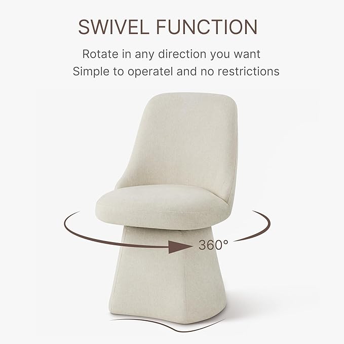 Swivel Dining Chair Mid Century Modern DeskChair High Back Upholstered Linen Fabric SideChair for Kitchen Diningroom Bedroom,Linen,4 Box