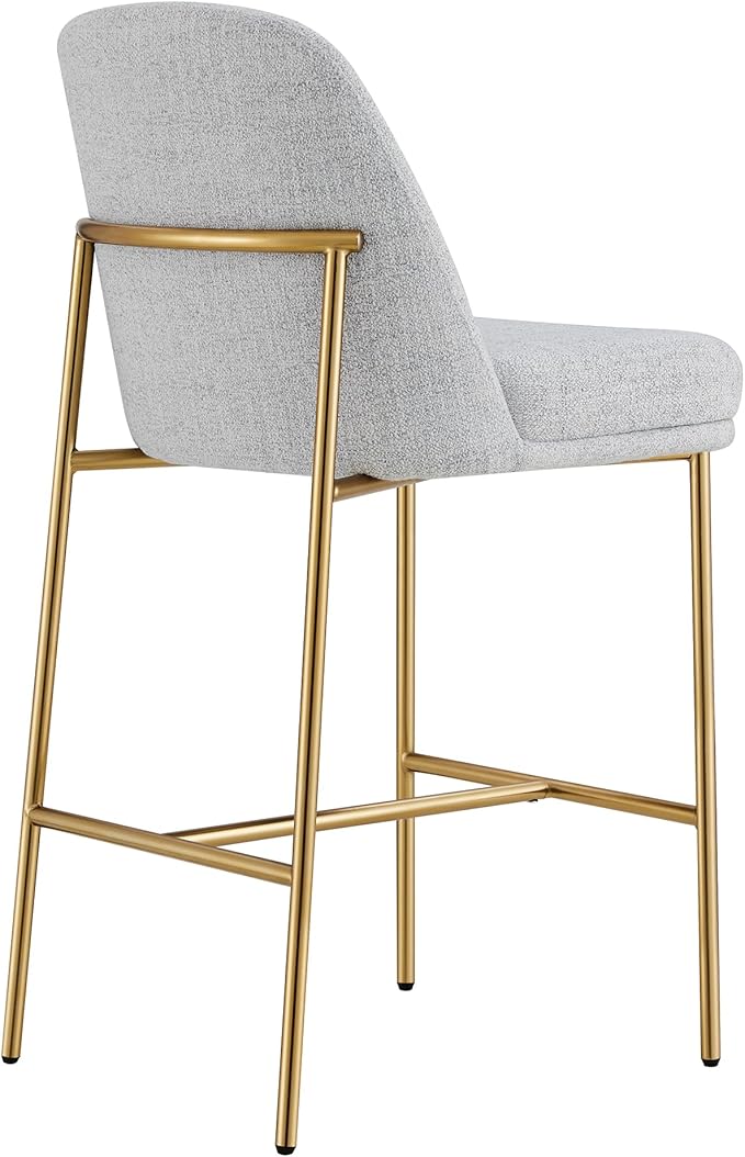 CHITA Counter Height Bar Stools Set of 2, FSC Certified Metal Barstools for Kitchen Island, 27" H Seat Height, Fabric, Light Grey (Multi-Colored)