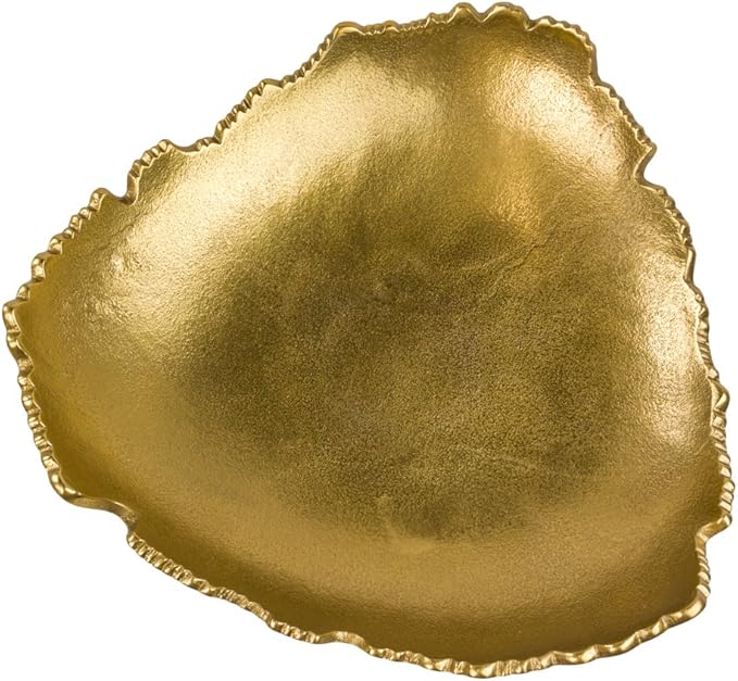 Red Co. 12” Decorative Antique Golden Allure Torn Metal Centerpiece Bowl with Sculpted Edges