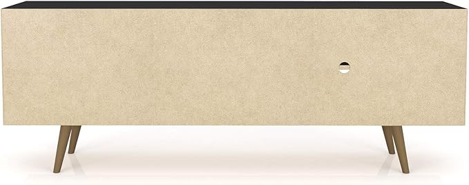 Manhattan Comfort Liberty Mid Century Modern TV Stand for Televisions up to 60 Inches, Bedroom and Living Room Entertainment Center with Storage, Shelves, and Cabinet, 63" Wide, Black