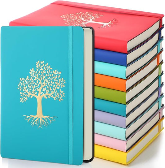 10 Pack Lined Journal Notebook A5 Leather Hardcover Journals for Writing 200 Pages 10 Colors Notepad for Travel Work School Office Business Note Taking Diary 5.7" x 8.3" (Bright Color)