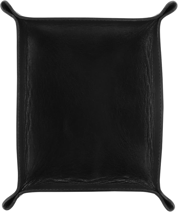 Londo Genuine Leather Tray Organizer - Practical Lightweight Water Resistant Computer Table Desk Storage Box for Wallets, Watches, Keys, Coins, Cell Phones and Office Equipment