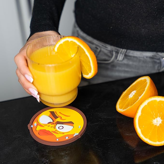 Set of 6 Funny Coasters for Adults, Cute and Fun Birthday Drink Cup Coasters for Table and Office Desk, Cool Party Bar Coaster with Lip for Men and Women, Unique Work Game Gift