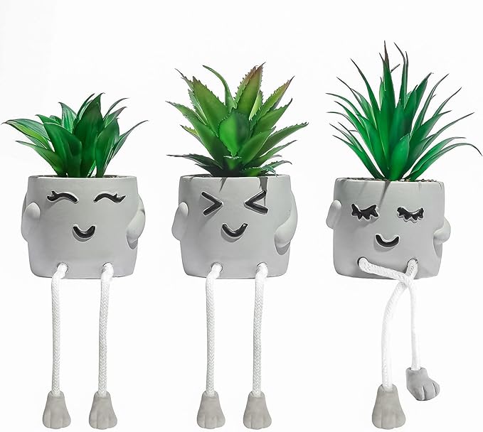 OLEEK small fake plants office decor - fake succulents plants artificial for desk decor - fake plant office decorations for work - office decor for women - office plants cubicle accessories room decor