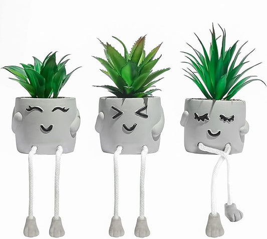 OLEEK small fake plants office decor - fake succulents plants artificial for desk decor - fake plant office decorations for work - office decor for women - office plants cubicle accessories room decor
