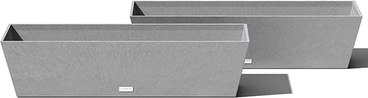 Veradek Pure Series Window Box Planter - Long Rectangular Planter for Indoor or Outdoor Windowsill/Balcony | Durable All-Weather Use with Drainage Holes | Modern Decor for Herbs, Small Plants, Flowers