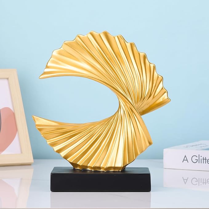 Gold Wave Sculpture,Modern Ocean Wave Home décor Accents Ornament,Resin Art Statue Home Decor Aesthetic,Shelf Decor,Coffee Table Decor Tv Stand Decor Adornos para Sala Modernos
