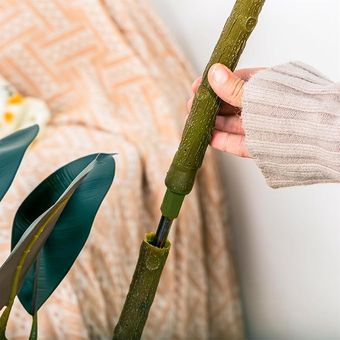 NCYP Artificial Rubber Tree Plant - 5.9ft Tall Faux Rubber Tree with Plastic Pot for Home, Living Room, Office Floor Decor - Large Indoor Fake Ficus Elastica Tree Potted