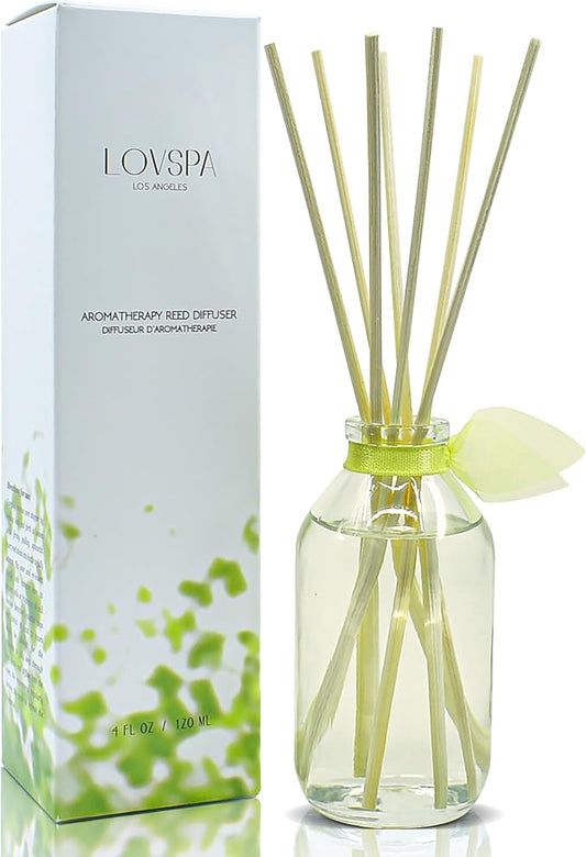 LOVSPA Reed Diffuser Set, Sparkling Citrus Scented Oil Diffuser with Sticks, Home Fragrance Accessories for Bathroom Shelf Decor, Aroma Diffusers for Home or Office Desk, USA Made
