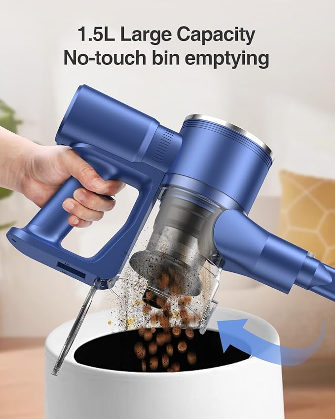 Natrogix Cordless Vacuum Cleaner, 35Kpa Vacuum Cleaners for Home, Lightweight Household Stick Vacuum Cleaner, LED Display, Rechargeable, Handheld Vacuum for Pet Hair Carpet Hardwood Floor, AS2208