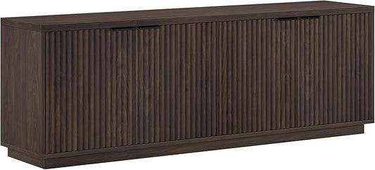 Henn&Hart TV Stand for TVs up to 78'' with 2 Storage Cabinets and Adjustable Shelves for Living Room, Family Room, or Office, Alder Brown