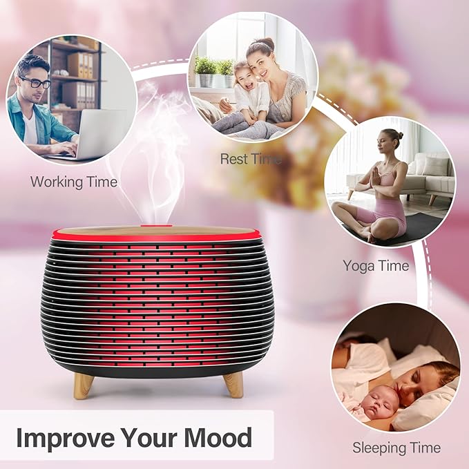 Diffuserlove Diffuser Essential Oil Diffusers 400ML Aromatherapy Air Diffuser for Home Bedroom Office Room Aroma Diffuser with 7 Color Lights Intermittent Mist Mode