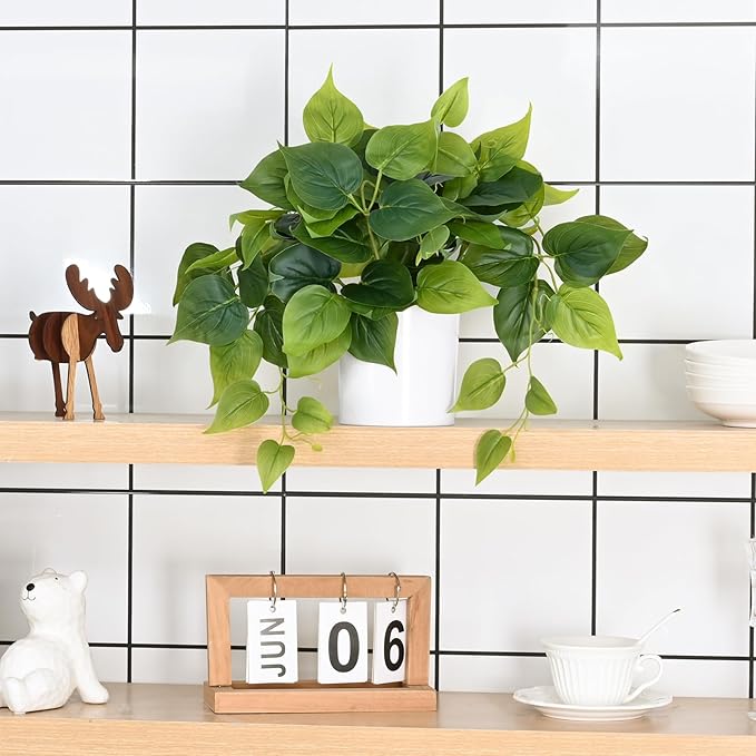 Waipfaru Faux Plants Indoor with Plastic Pots, Realistic Small Fake Plants, Fake Plants with Pothos, Fake Potted Plants, Artificial Plant for Home Shelf Bathroom Kitchen Office Indoor Outdoor Decor