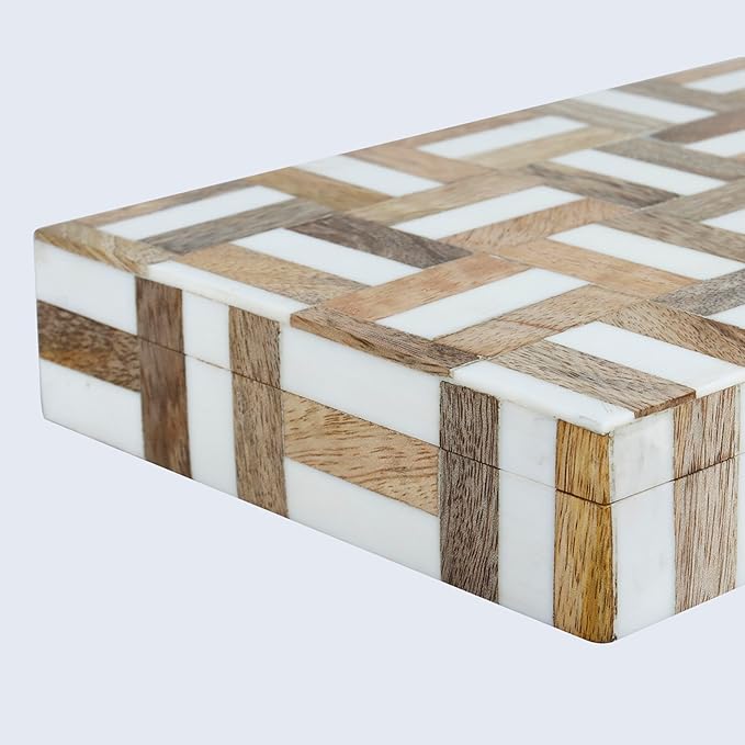 Handicrafts Home Decorative Storage Box, Keepsake Holder & Gift Box or Decorative Accent, Home decor, Jewelry Organizer, Made with Wood & Resin Inlay, Handmade Marquet Chase Collection-6X8X1.5 in