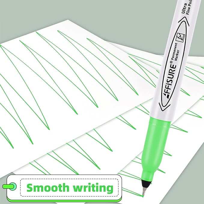 Green Ultra Fine Point Permanent Markers, 20 Pack, 0.4 mm, Precision Extra Fine Tip for Detailed Writing, Art, Crafts & Labeling on Paper, Plastic, Glass, Metal, Waterproof, Fade-Resistant Ink ﻿