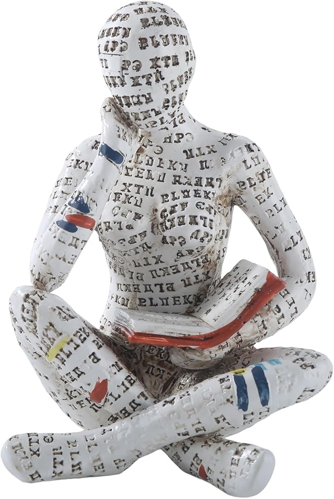 GRAPMKTG Home Decor Pulp Reading Women Thinker Statue Aesthetic Sculpture Room Decor Modern Abstract Decoration on Shelf Table Desk for Living Room Office Bedroom F